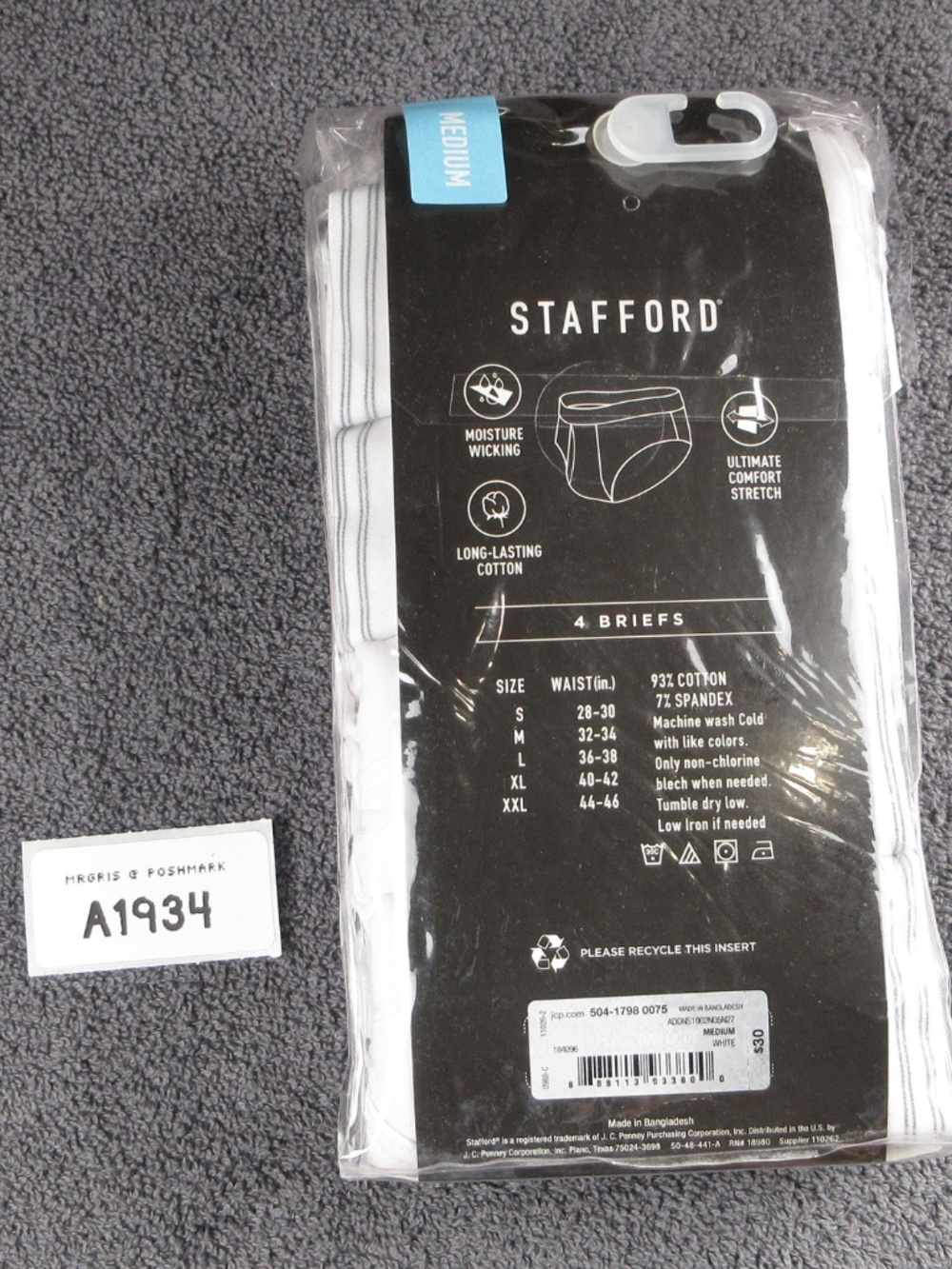Men's Stafford ultra soft comfort low rise briefs - 4 pack - Picture 4 of 4